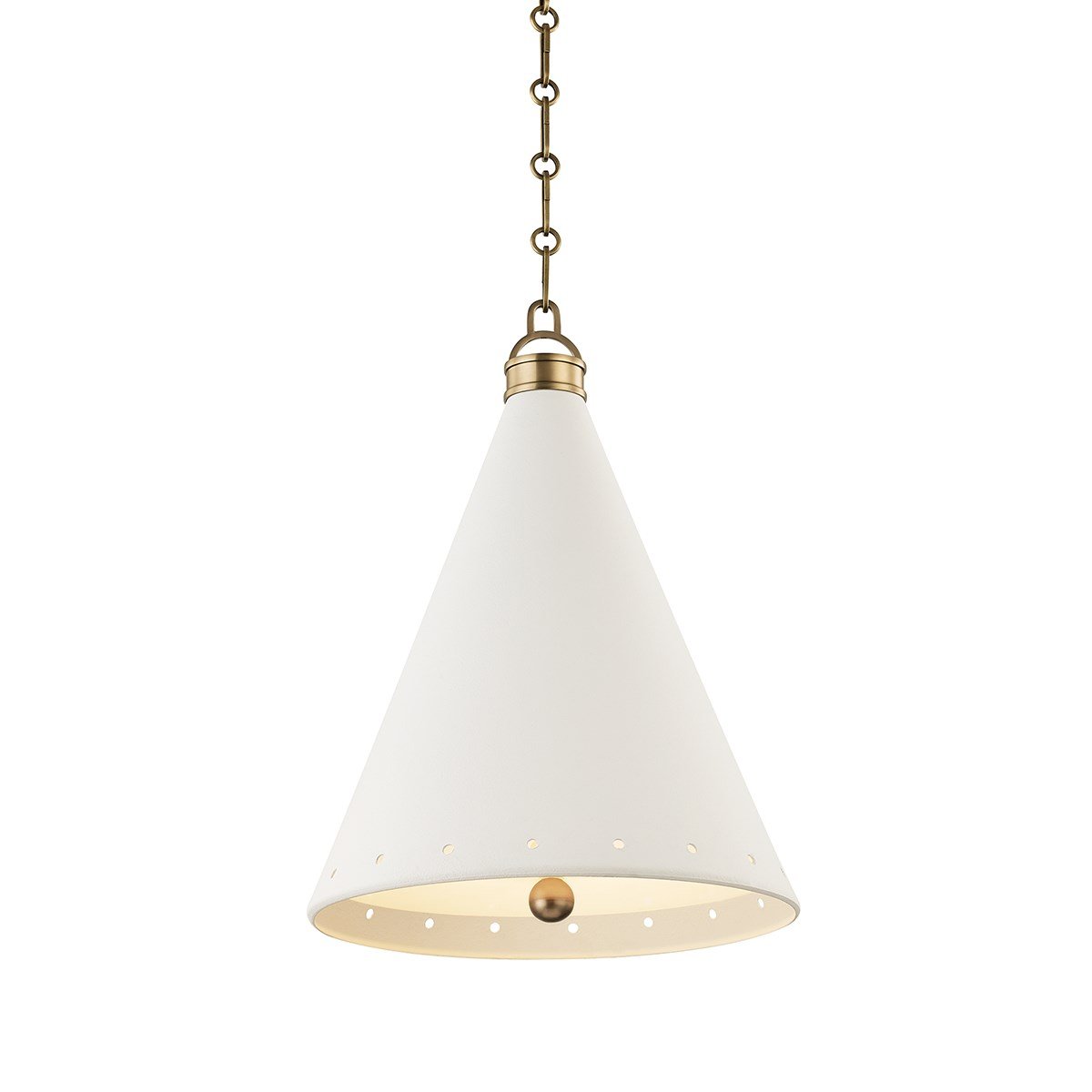 Plaster No.1 Medium Pendant - Aged Brass/Plaster White Finish