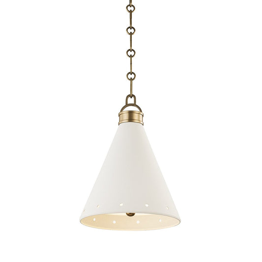 Plaster No.1 Small Pendant - Aged Brass/Plaster White Finish