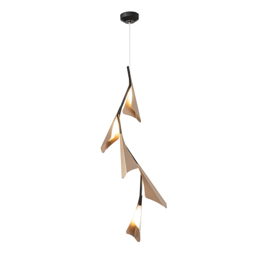 Plume Vertical LED Pendant - Black/Soft Gold Finish