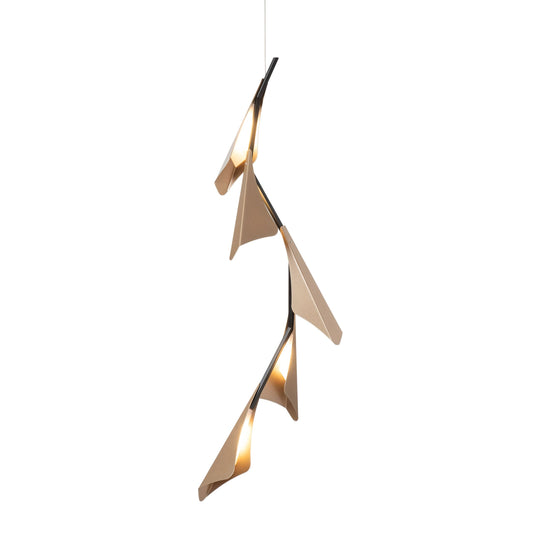 Plume Vertical LED Pendant - Black/Soft Gold Finish