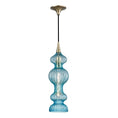 Load image into Gallery viewer, Pomfret Pendant - Aged Brass Finish Blue Glass
