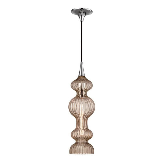 Pomfret Pendant - Polished Nickel Finish Bronze Glass