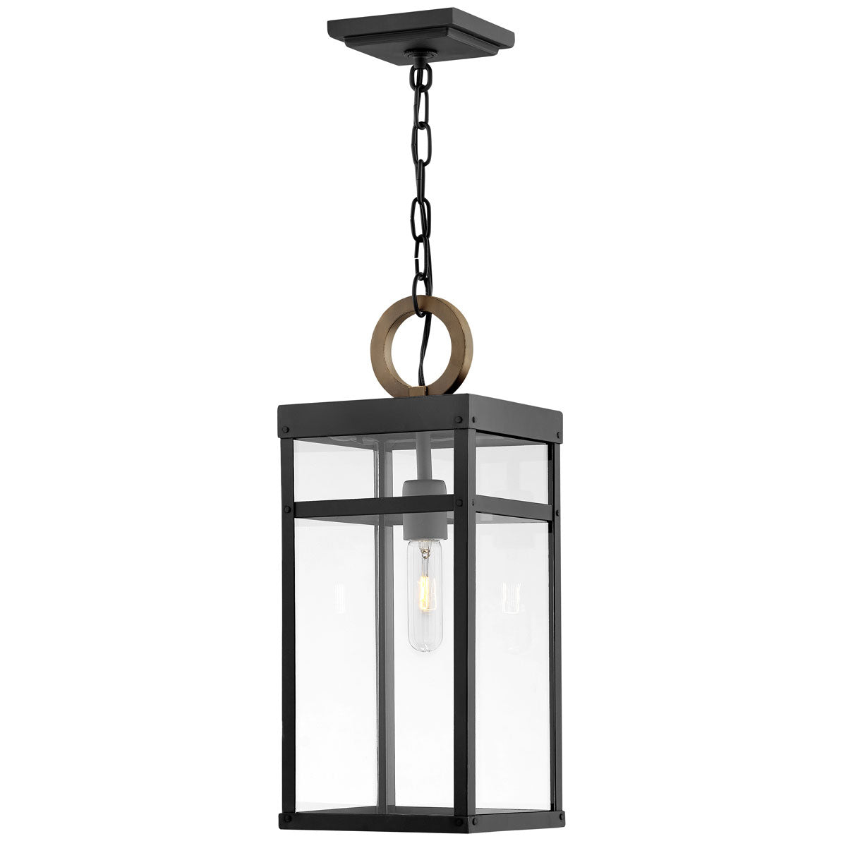 Porter Small Outdoor Pendant - Black/Burnished Bronze Finish