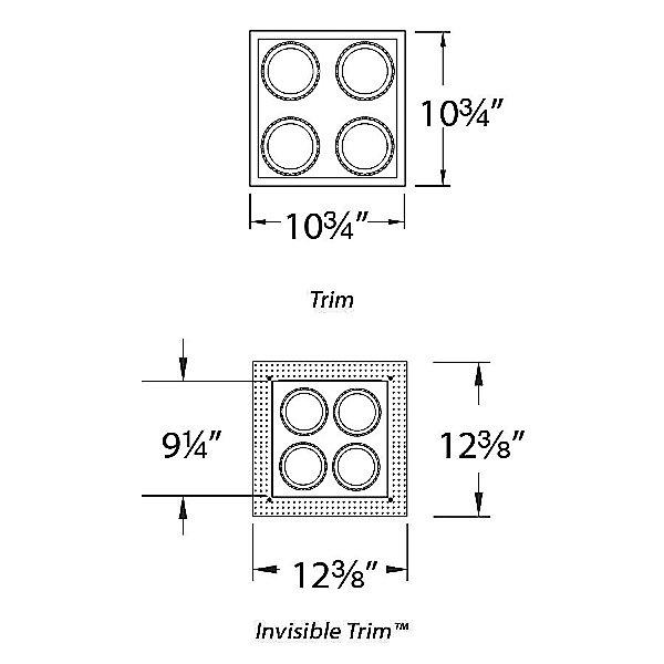 Precision Multiples 4" 4 Light LED Square Trim Spec