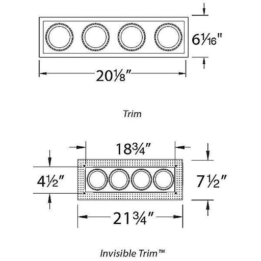 Precision Multiples 4" 4 Light LED Trim - Diagram