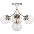 Load image into Gallery viewer, Prescott Medium Semi-Flush - Polished Nickel Finish with Clear Glass Globes
