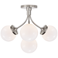 Load image into Gallery viewer, Prescott Medium Semi-Flush - Polished Nickel Finish with White Glass Globes
