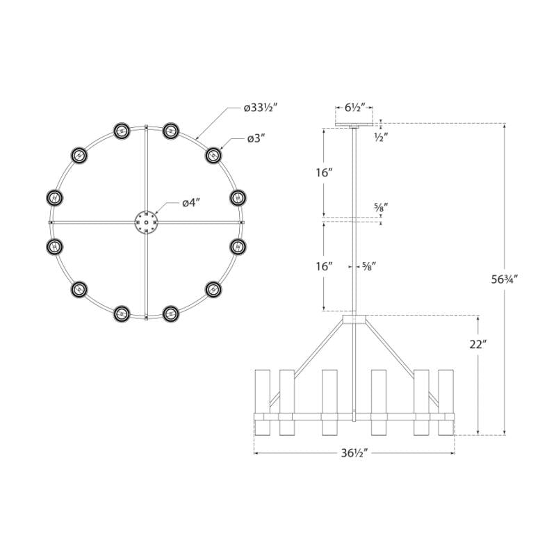 Presidio Medium Chandelier - Diagram