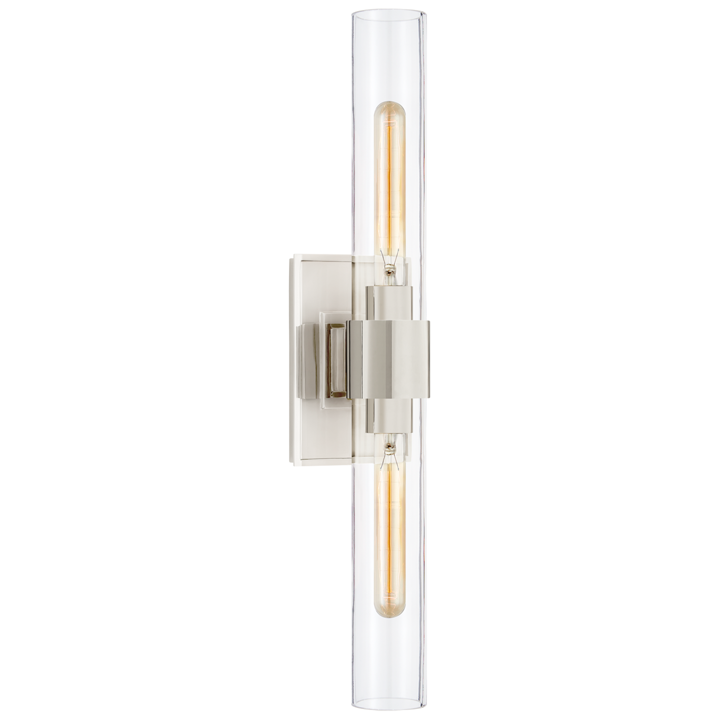 Presidio Petite Double Sconce - Polished Nickel Finish Clear Glass