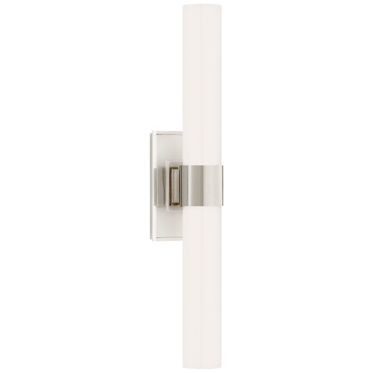 Presidio Petite Double Sconce - Polished Nickel Finish White Glass