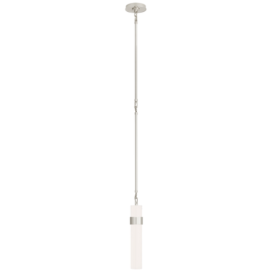 Presidio Petite Tall Pendant White Glass - Polished Nickel Finish 