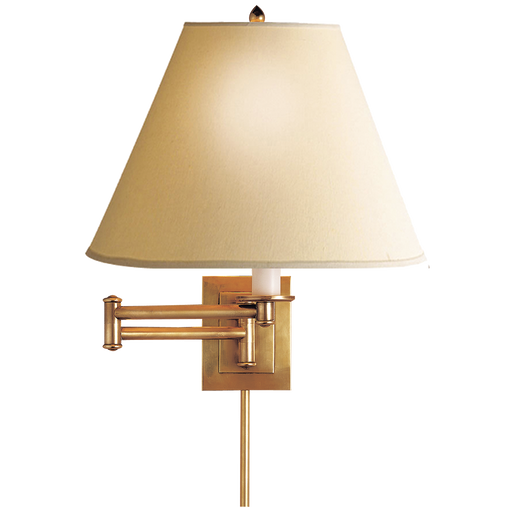 Primitive Swing Arm - Hand-Rubbed Antique Brass Finish with Linen Shade