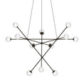 Load image into Gallery viewer, Proton Alpha LED Chandelier - Polished Black Nickel Finish with White Crushed Glass
