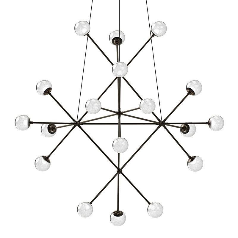 Proton Beta LED Pendant - Polished Black Nickel Finish with White Crushed Glass