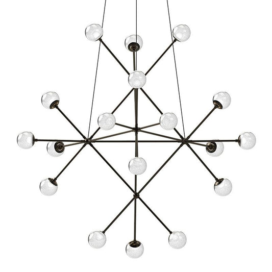 Proton Beta LED Pendant - Polished Black Nickel Finish with White Crushed Glass