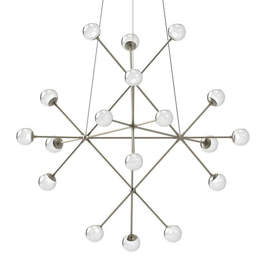 Proton Beta LED Pendant - Satin Nickel Finish with White Crushed Glass