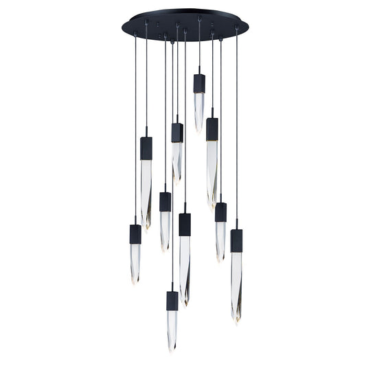 Quartz Round 10-Light Pendant - Black