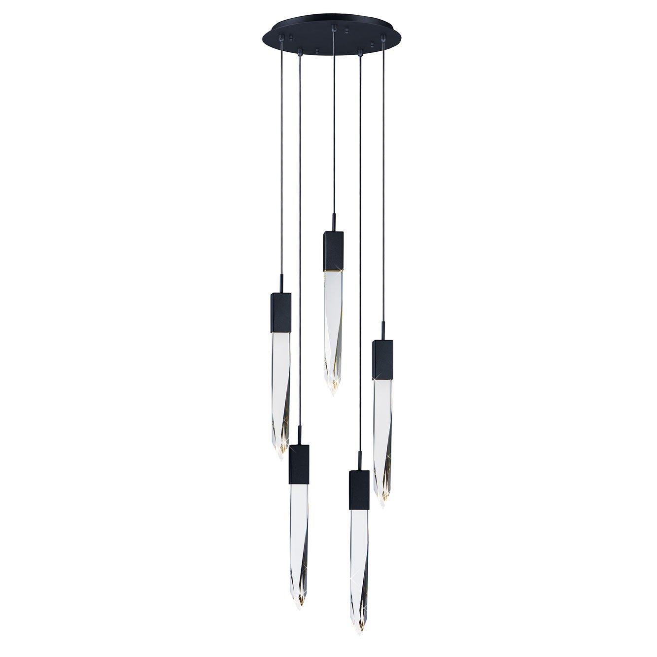 Quartz Round 5-Light Pendant - Black
