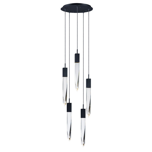 Quartz Round 5-Light Pendant - Black