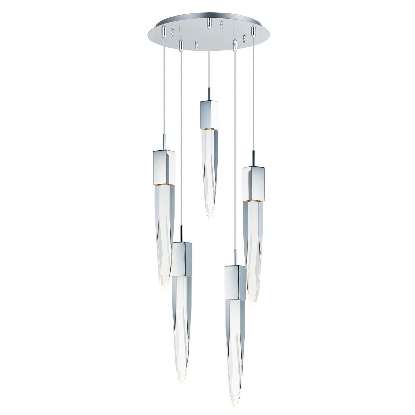 Quartz Round 5-Light Pendant - Polished Chrome