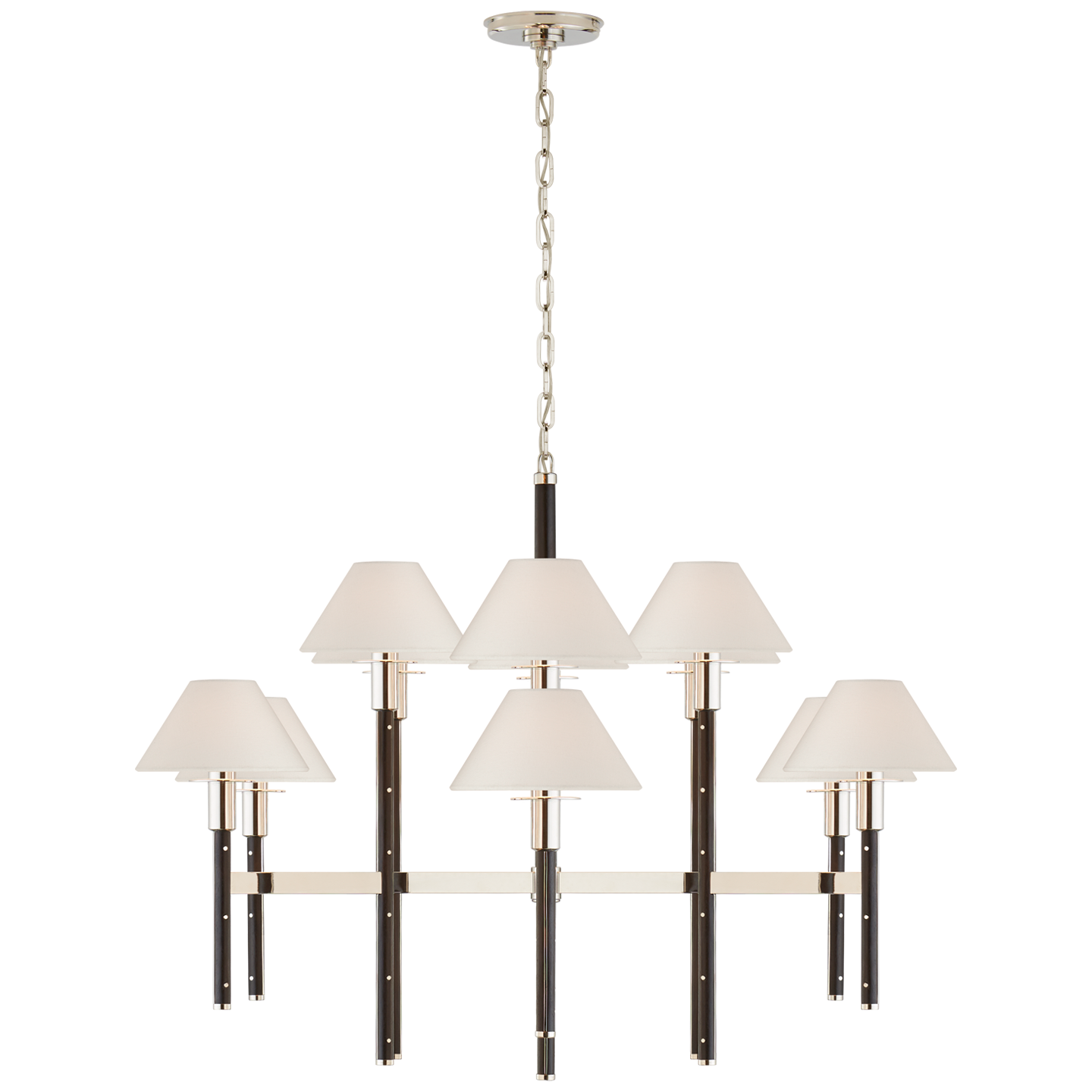 Radford Large Two Tier Chandelier - Polished Nickel/Black Ebony