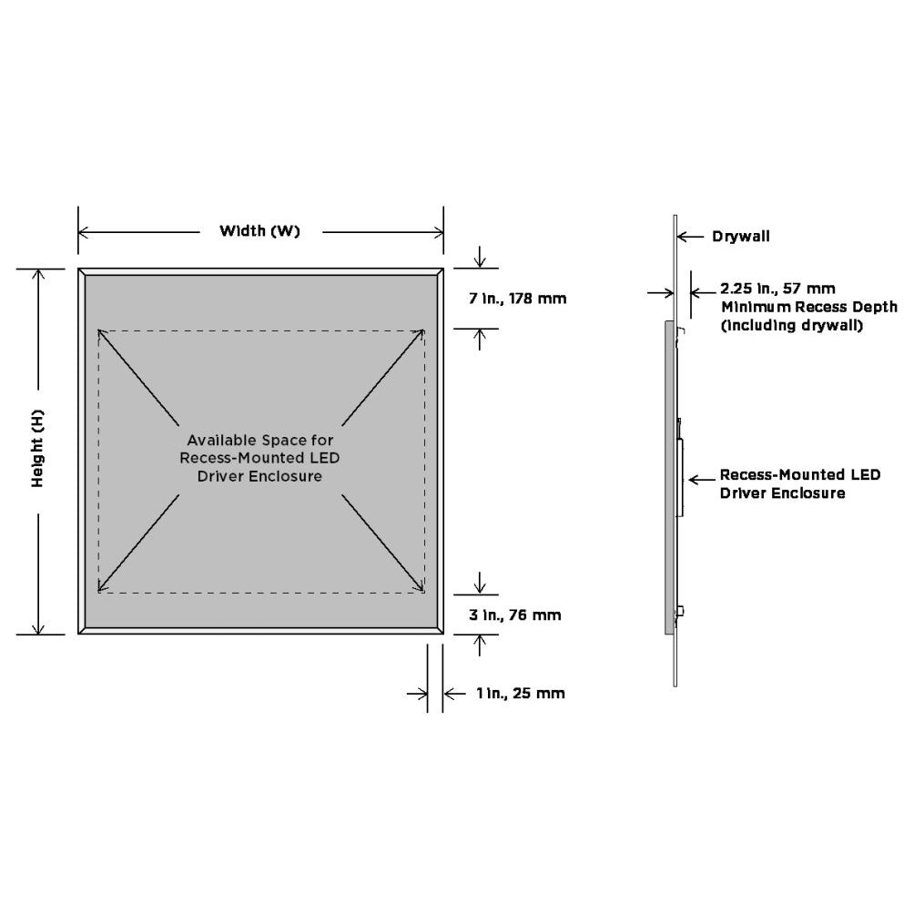 Radiance LED Lighted Mirror Diagram