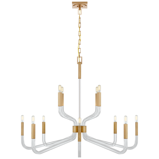 Reagan Grande Two Tier With  Chandelier - Antique-Burnished Brass Finish (No Shades)