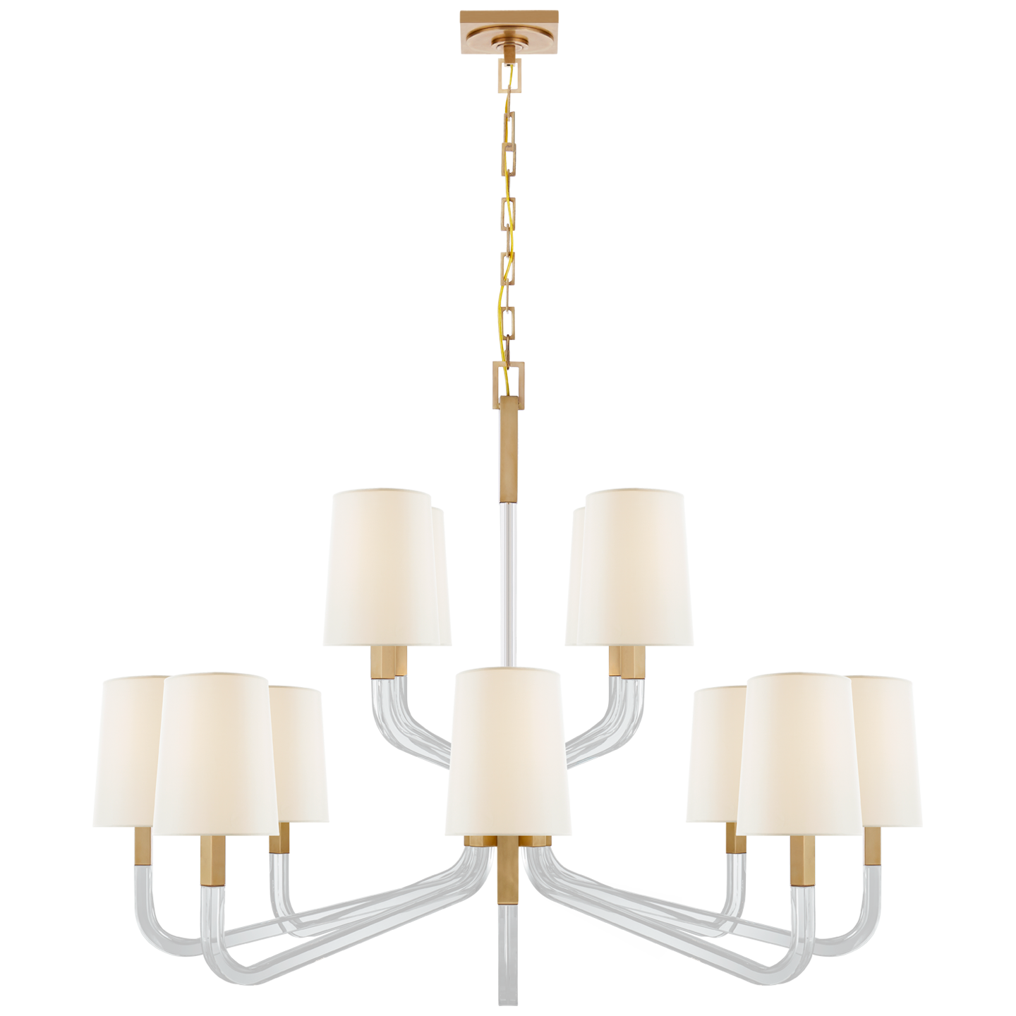 Reagan Grande Two Tier Chandelier - Antique-Burnished Brass Finish (With Shades)