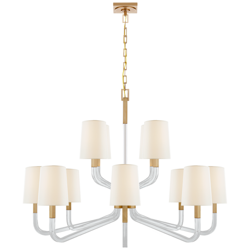 Reagan Grande Two Tier Chandelier - Antique-Burnished Brass Finish (With Shades)