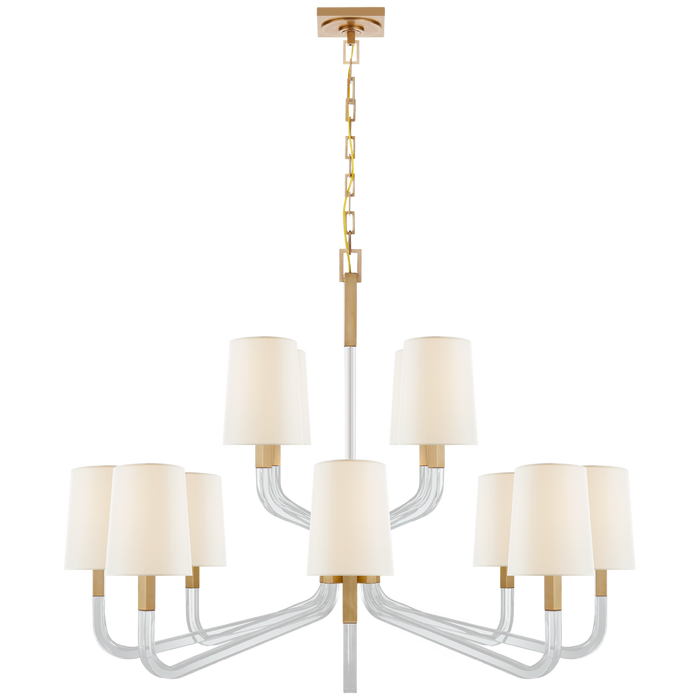 Reagan Grande Two Tier Chandelier - Antique-Burnished Brass Finish (With Shades)