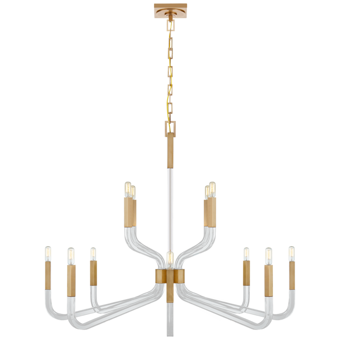 Reagan Grande Two Tier With  Chandelier - Antique-Burnished Brass Finish (No Shades)