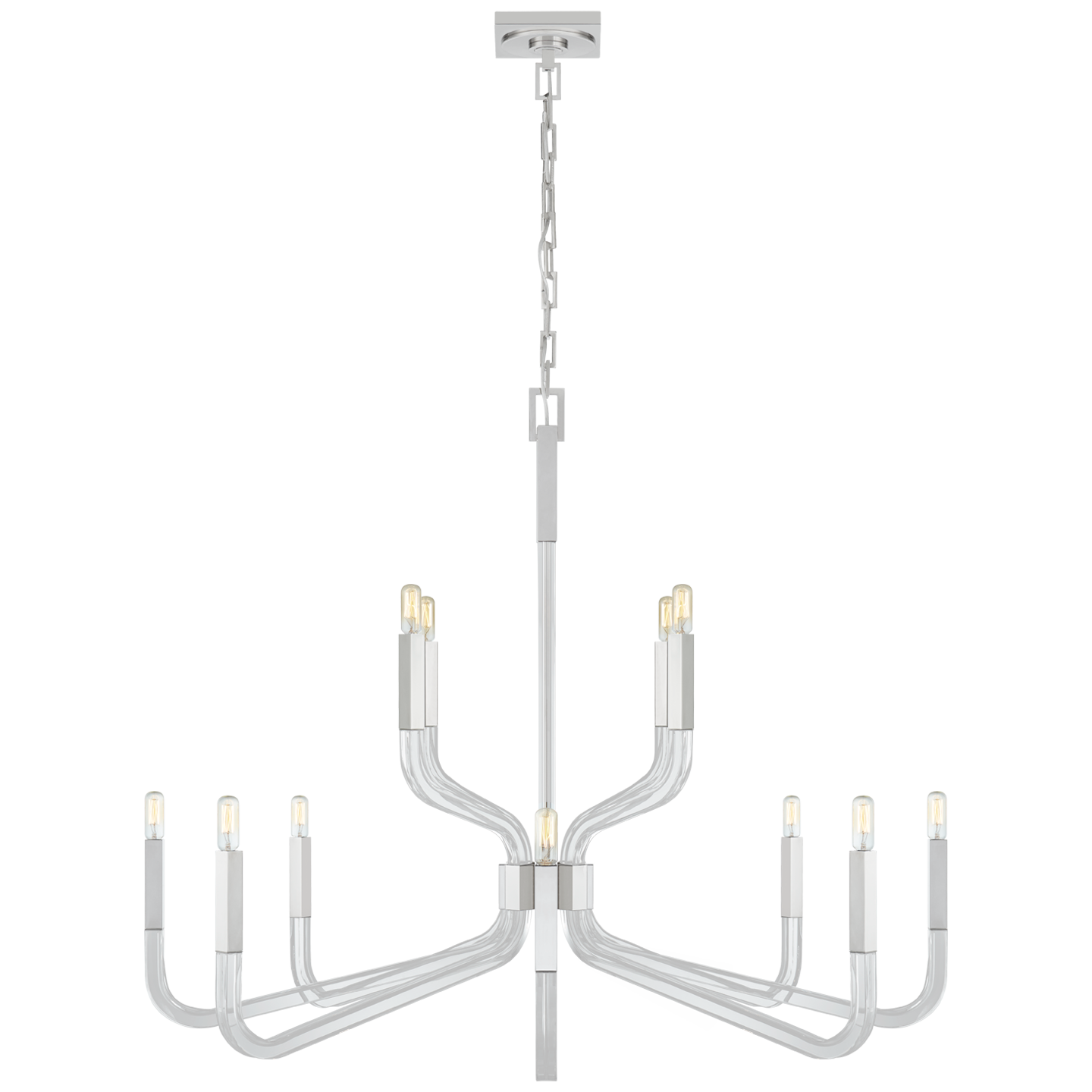 Reagan Grande Two Tier Chandelier - Polished Nickel Finish (No Shades)