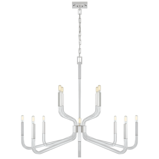 Reagan Grande Two Tier Chandelier - Polished Nickel Finish (No Shades)