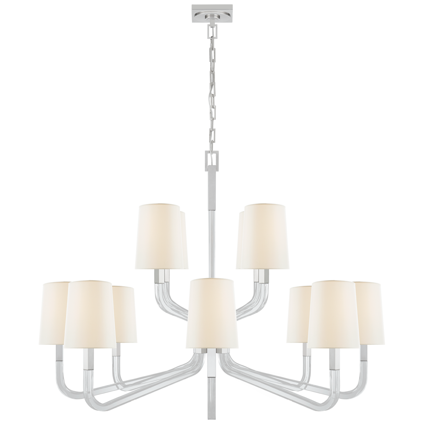 Reagan Grande Two Tier Chandelier - Polished Nickel Finish (With Shades)