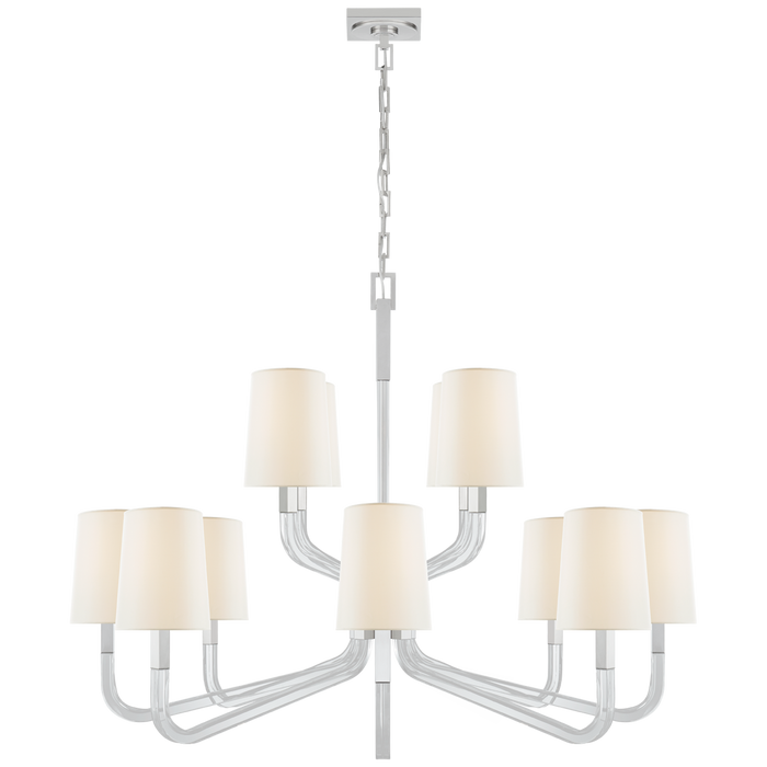 Reagan Grande Two Tier Chandelier - Polished Nickel Finish (With Shades)