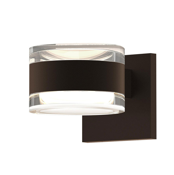 Reals Cylinder Outdoor Wall Sconce - Textured Bronze / Clear Cylinder / Up & Down Light