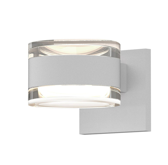 Reals Cylinder Outdoor Wall Sconce - Textured White / Clear Cylinder / Up & Down Light