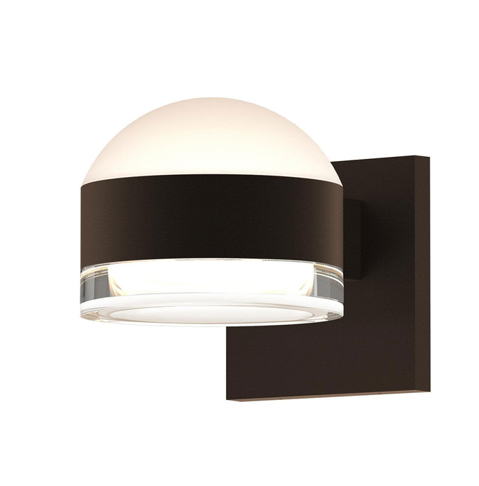 Reals Dome/Cylinder Outdoor Wall Sconce - Textured Bronze / Clear Cylinder / Up & Down Light