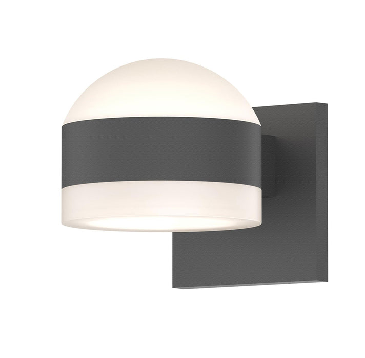 Reals Dome/Cylinder Outdoor Wall Sconce - Textured Gray / White Cylinder / Up & Down Light