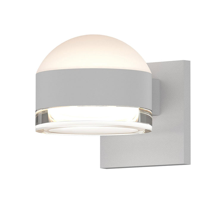 Reals Dome/Cylinder Outdoor Wall Sconce - Textured White / Clear Cylinder / Up & Down Light