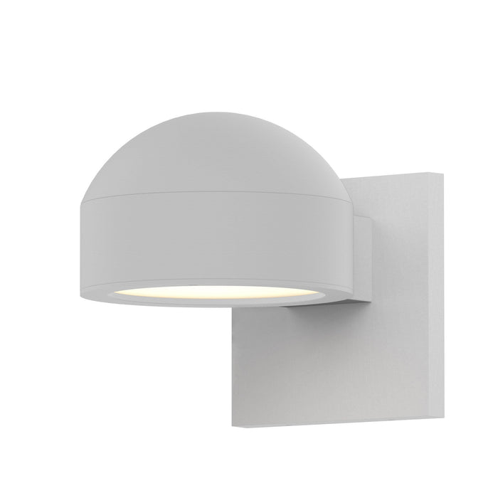 Reals Dome/Plate Outdoor Wall Sconce - Textured White / Downlight