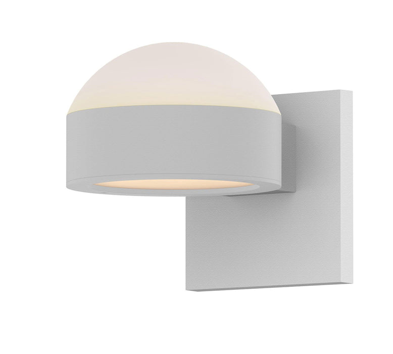 Reals Dome/Plate Outdoor Wall Sconce - Textured White / Up & Down Light