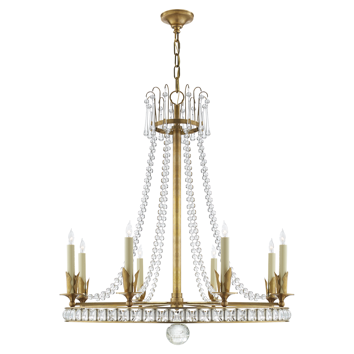 Regency Large Chandelier - Hand-Rubbed Antique Brass Finish