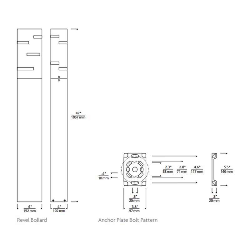 Revel Bollard Landscape Light - Diagram