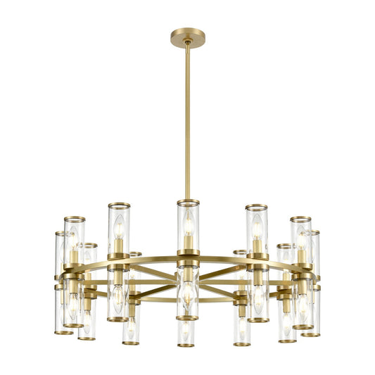 Revolve 33" Double Chandelier - Vintage Brass Finish