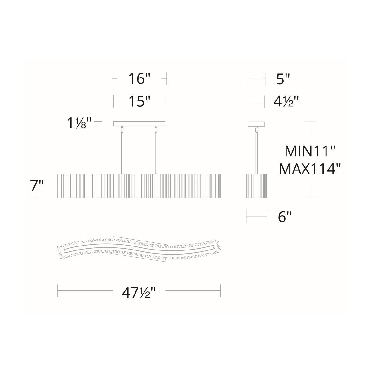  Rhiannon LED Linear Pendant - Diagram