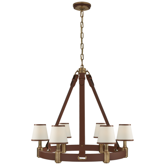 Riley Medium Ring Chandelier - Brass/Saddle Leather