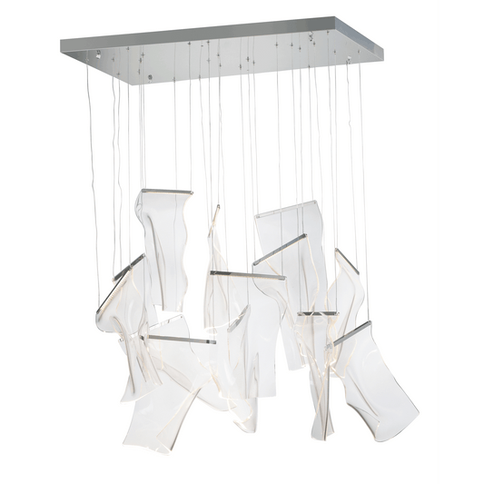 Rinkle LED Multi-Light Rectangular Pendant - Polished Chrome Finish