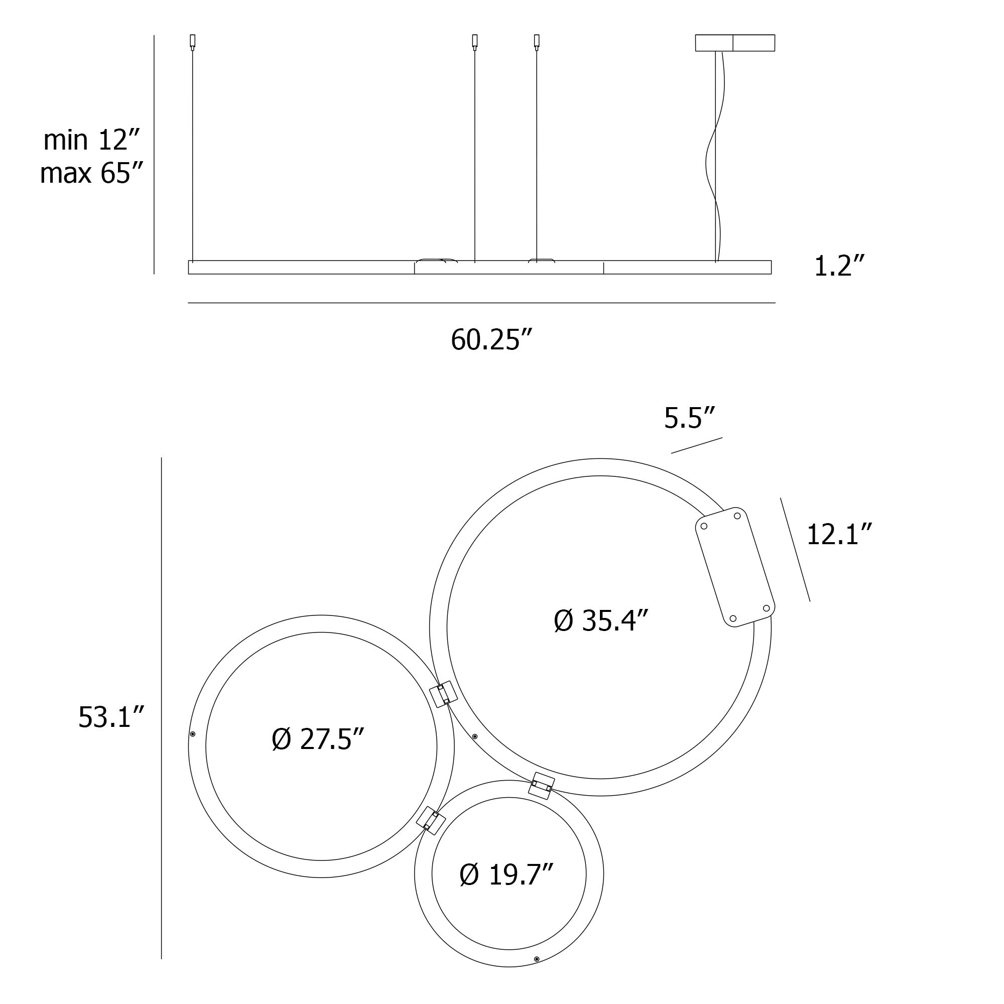  Ripple LED Cluster Chandelier - Diagram