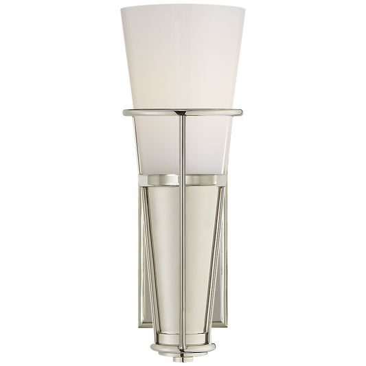 Robinson Single Sconce - Polished Nickel with Seeded Glass